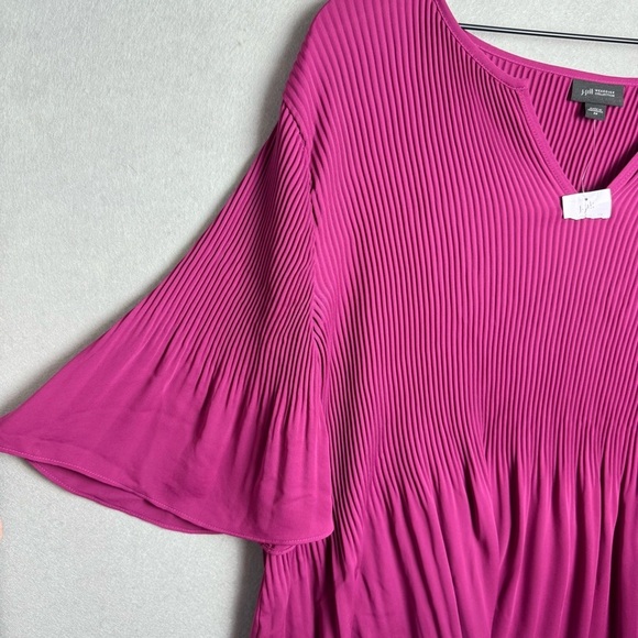 J. Jill Women’s Wearever Sunburst-Pleated Woven Top in Pink Boysenberry size 2X - Picture 9 of 10